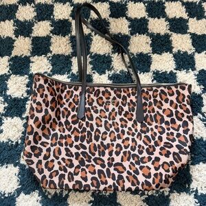 KATE SPADE KITT SPOTTED LEOPARD PRINT NYLON MEDIUM TOTE